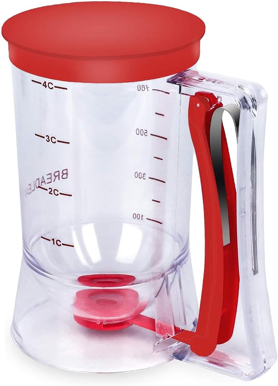 900ML Batter Dispenser with Measuring Labels, Leak-Proof