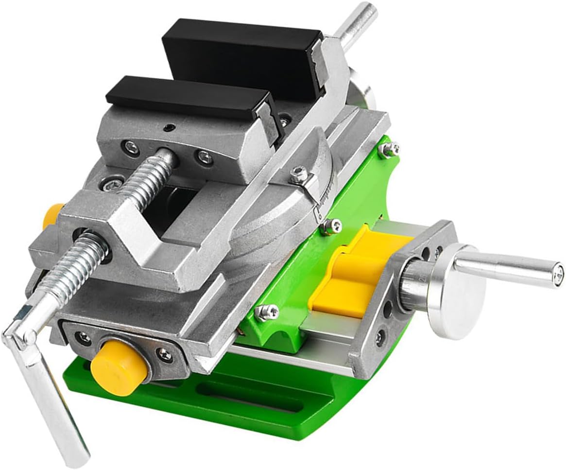 MultiAngle Drilling Precise Vise Compound Worktable with 80mm X 67mm Strokes Ranges Ideal for Benches Drill Positioning Multi-Angle Machine Vise Rotating Bridge Slide Machine Vise with Green Base
