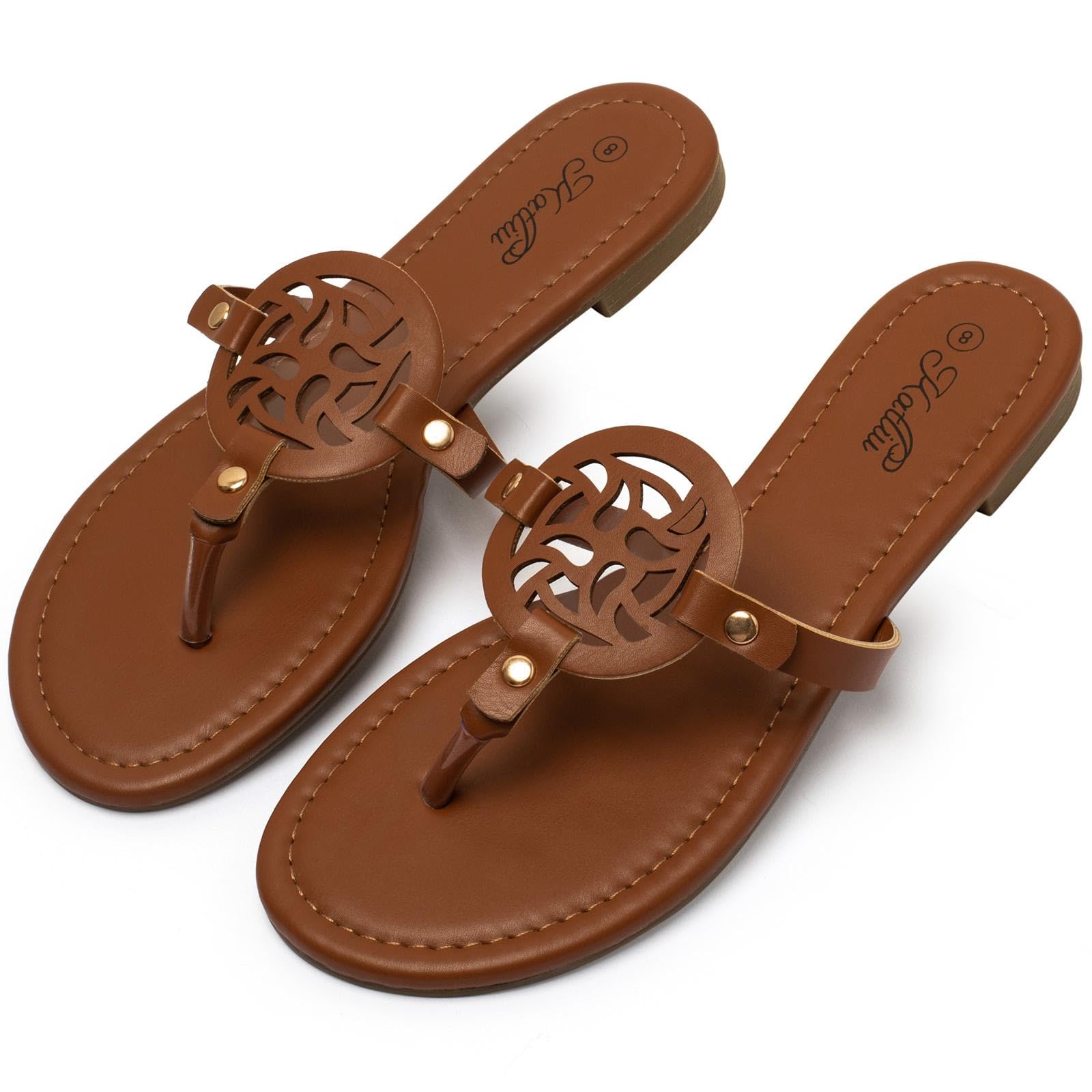 katliu Damen Zehentrenner Sandalen Sommer Elegant Flip Flops 36-42 | Weiche Sohle, Slip-On-Design und flache Form für Strand, Urlaub, Stadtbummel und warme Tage