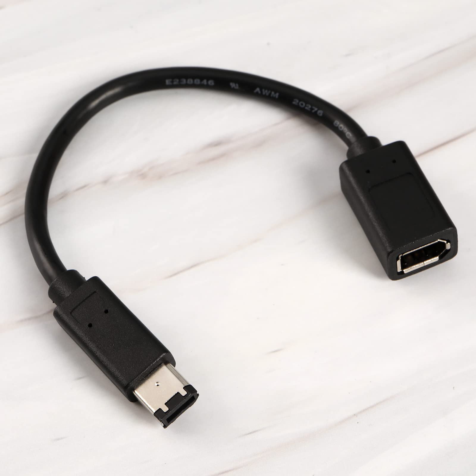 IEEE 1394 6Pin ?e?skie do 1394 6Pin m?skie Firewire 400 do 800 kabel adapter do przesy?ania danych kabel konwertera kompatybilny z MacBook Pro Mac Mini czarny 22cm