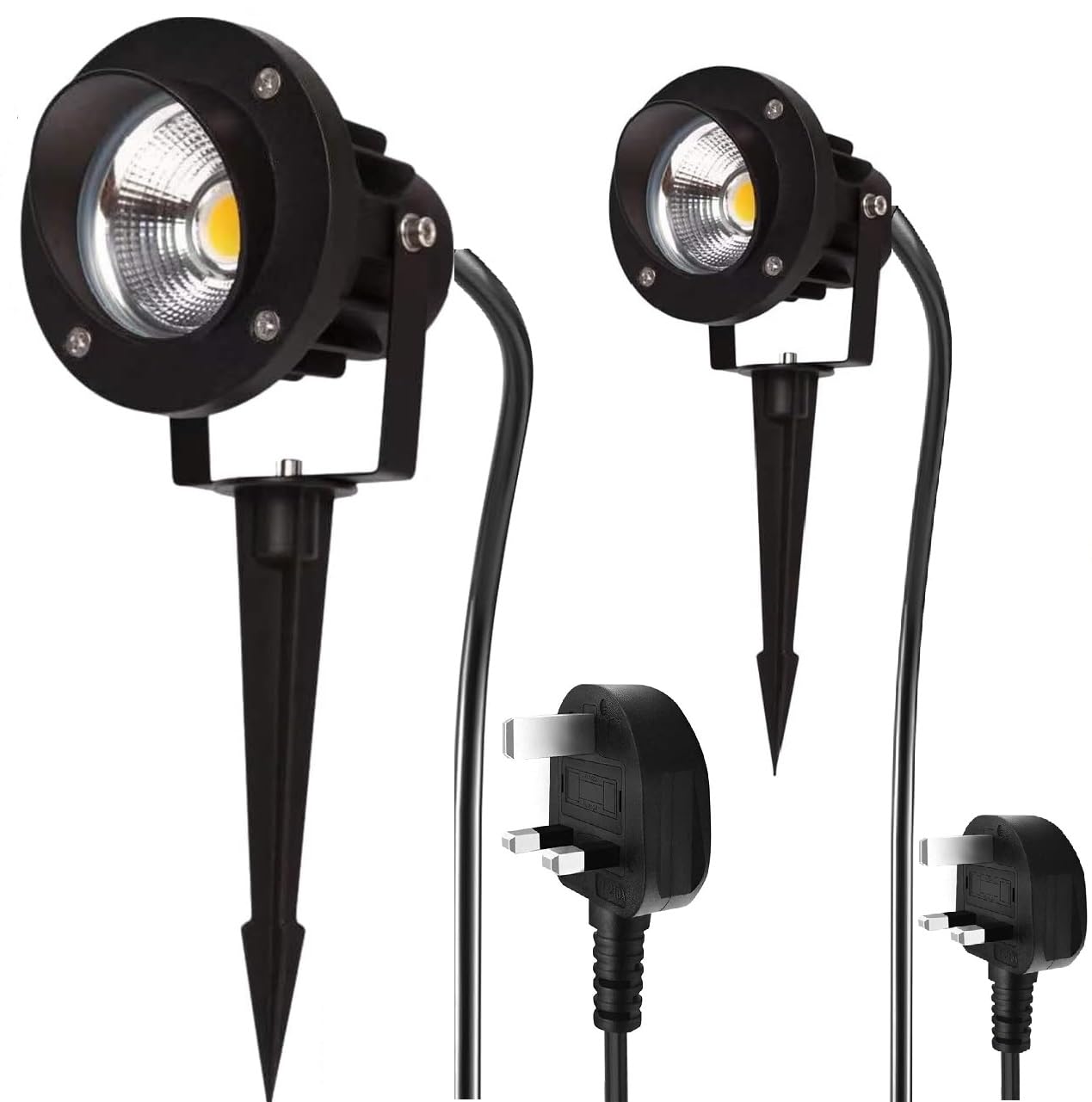 EAGLOD 20W Led Spotlights Outdoor Landscape Lights,220V Led Landscape Lighting With UK Plug Cord, IP65 Waterproof Spot Lights for Flag Spotlight 6000K Ultra Daylight Lawn Decorative (2Pack)