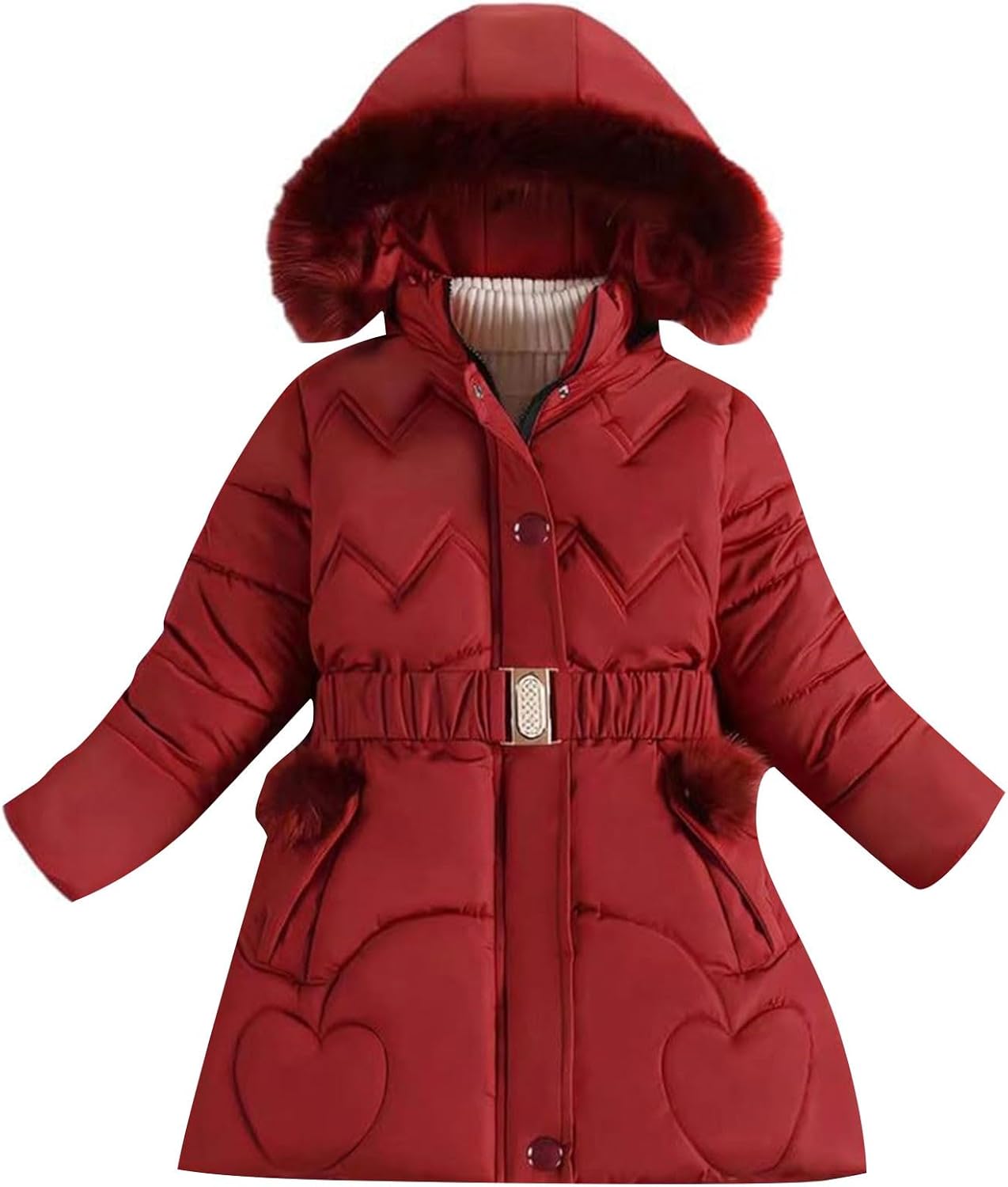 Girls Long Puffer Jacket Waterproof Insulated Quilted Winter Coat Teen Toddler Warm Parka Snow Coats with Faux Fur Hood