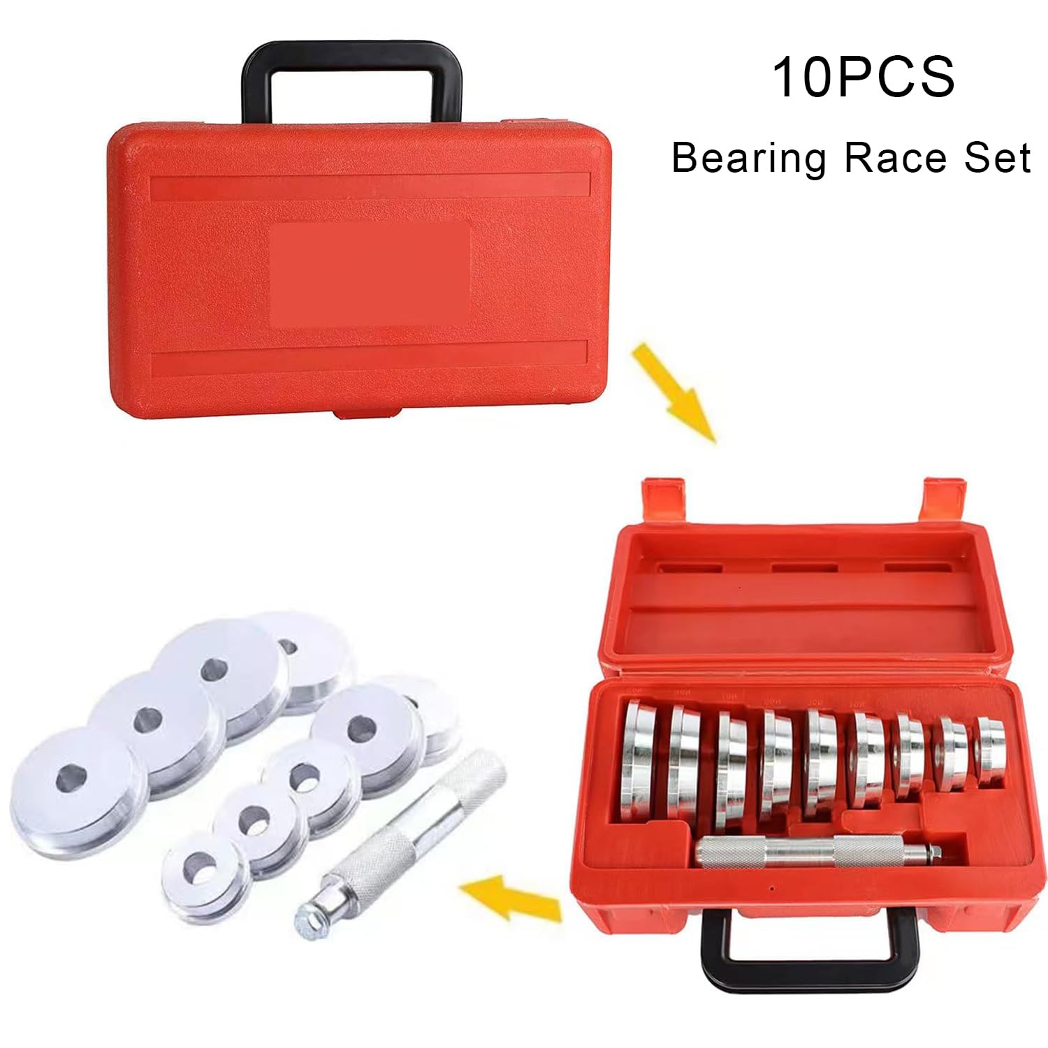 Universeparts 10pc Bearing Race & Seal Driver Set – Wheel Axle Install Tool – 9 Discs + Collar - View #2