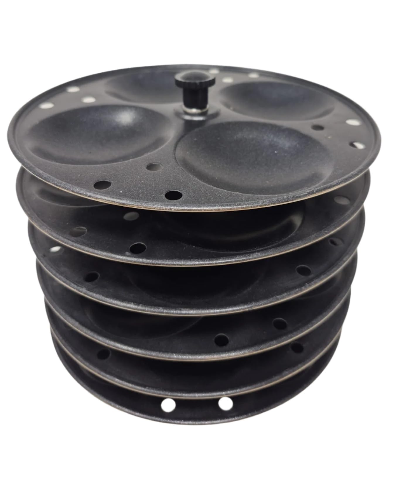 Tabakh Non-Stick 6-Plates Racks Idly Stand, 24 Idlis,Black,Large