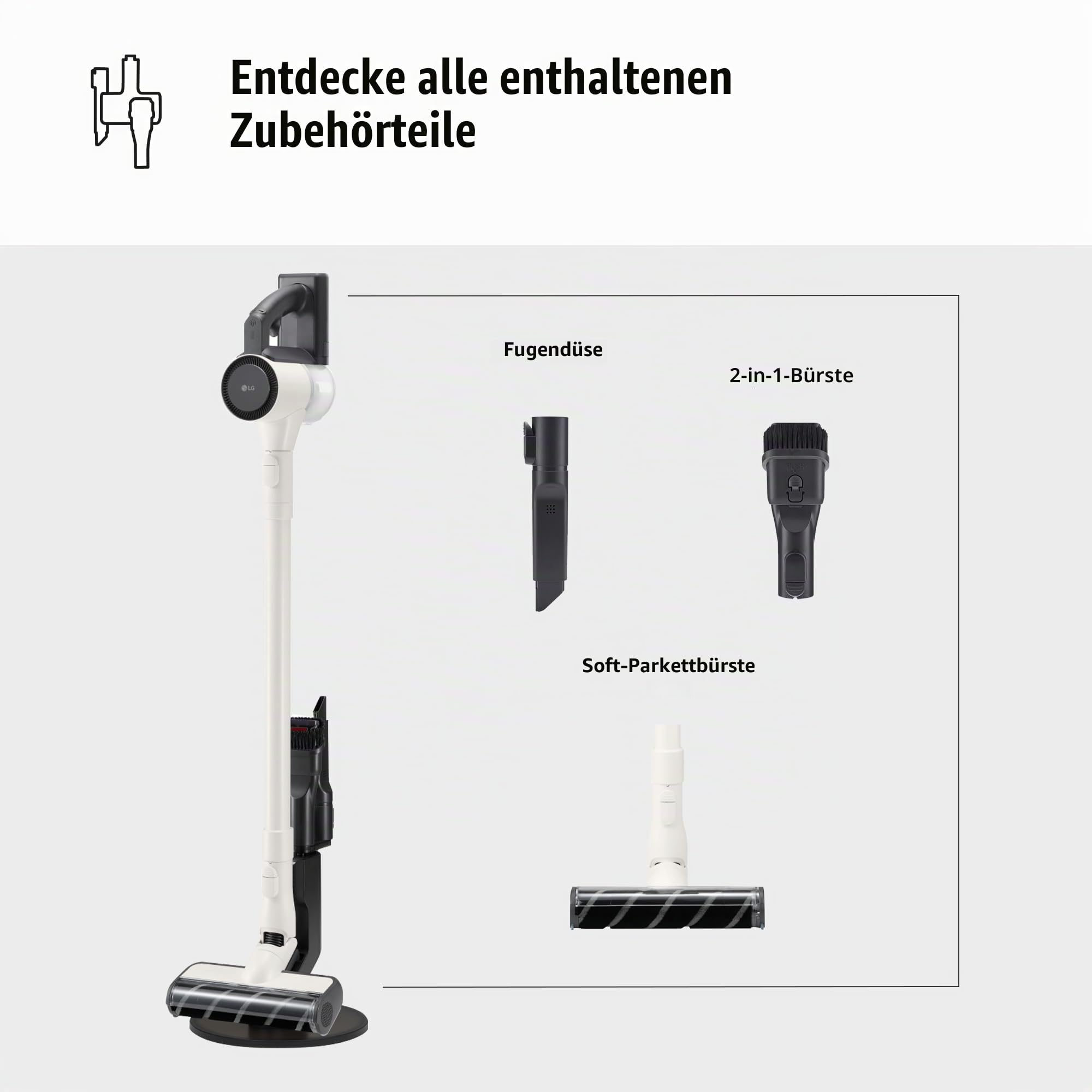 LG A9C-SLIM1C CordZero Staubsauger mit Staubkompressionssystem, Zyklonal, 150 W Saugkraft, Düse für Verschiedene Oberflächen… – Ansicht 3