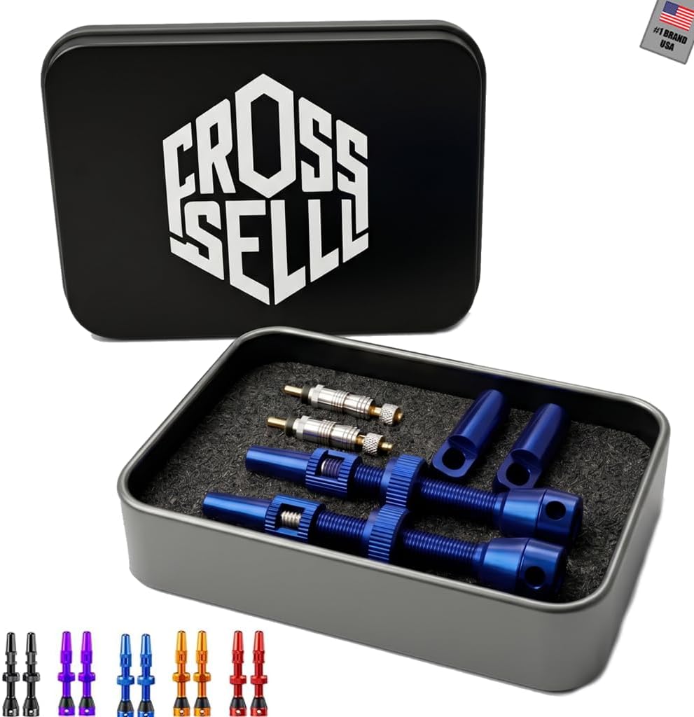 44mm Tubeless Valve Stems Kit - Bike Stem Accessories & Alloy Presta Valve Core Removal Tool for MTB, Road Bicycle Metal Storage Gift Case [6 Colors] Green image 3