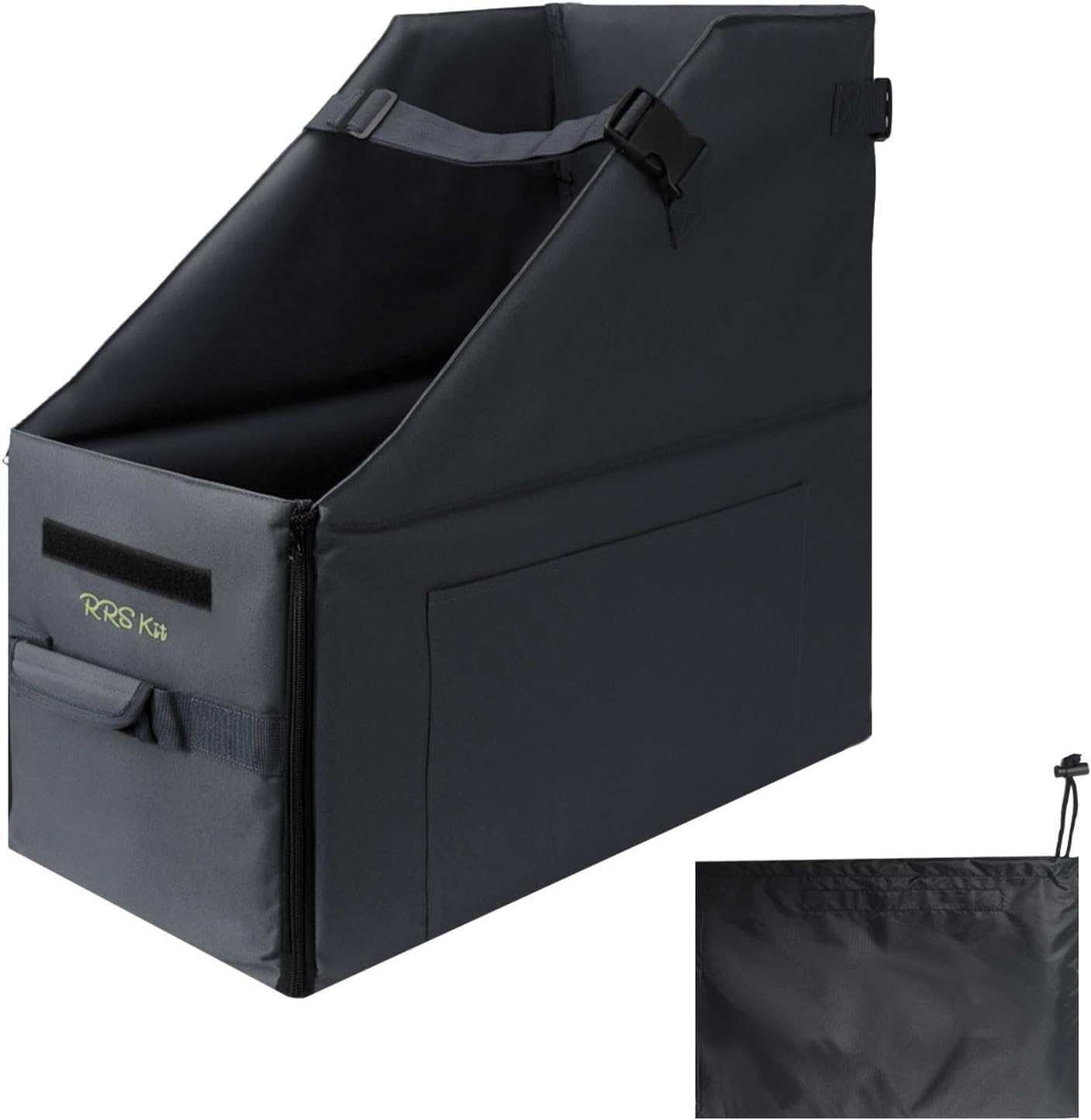 Folding Bike Storage Box with Dust Cover Travel Case Bicycle Organizer for Hiking, Black