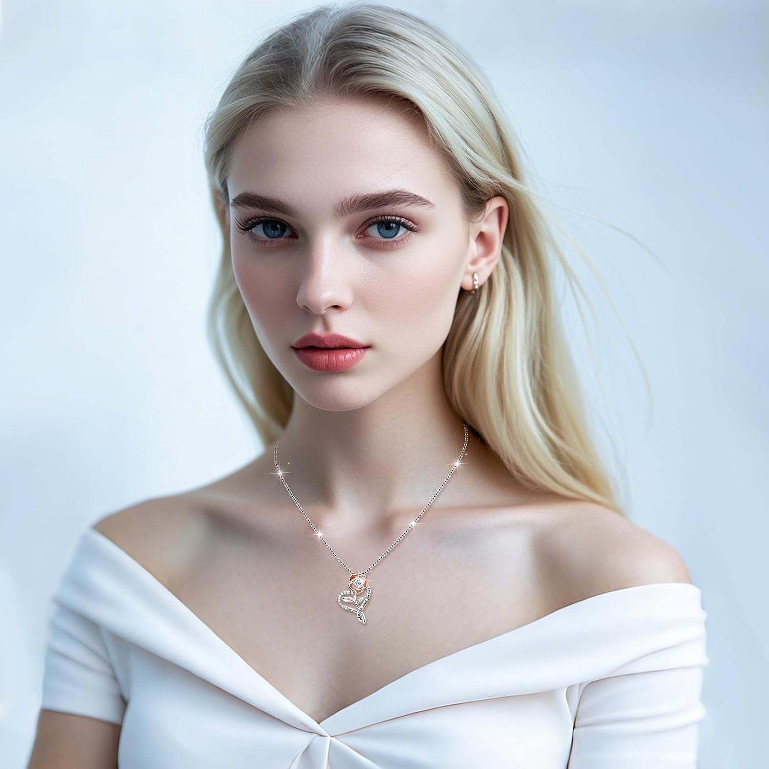 Heart Necklaces for Women Anniversary Birthday Valentine Gifts for Her Wife Girlfriend Gifts, I Love You Always And Forever Rose Flower Jewelry for Mom Daughter Sister Friend S925 Sterling Silver - Image 7