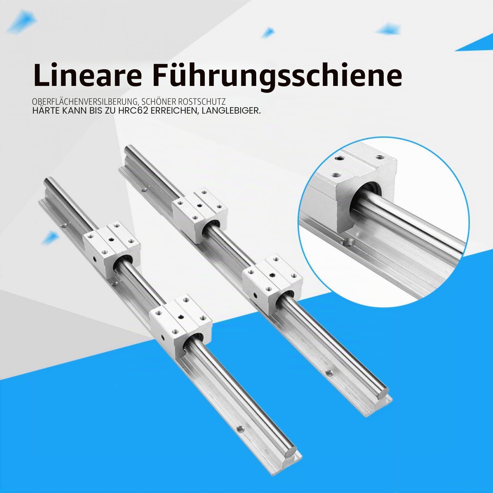 Linearlager, 2 Stücke SBR12-400mm 12mm DIY CNC Router Zubehör, Lineargleitschiene Führungswelle + 4 Stücke SBR12UU Linear Motion Lagerblock