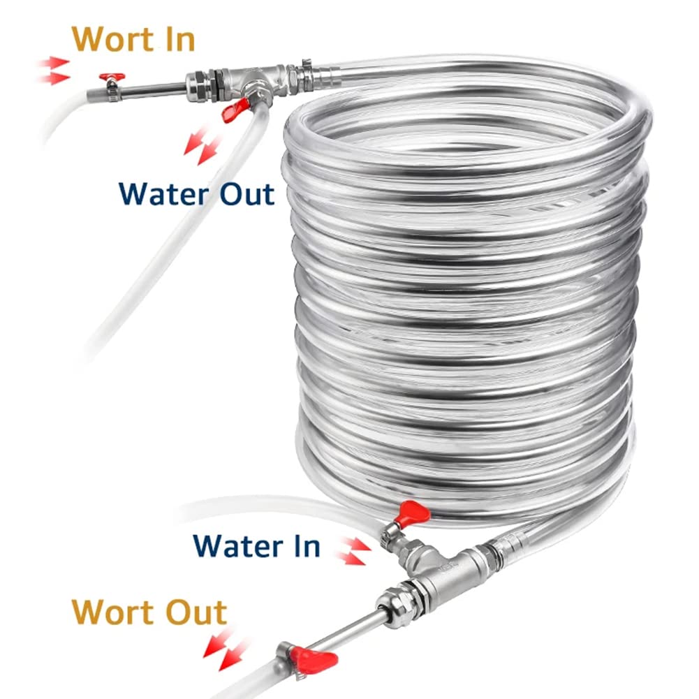 3/8'' x 10M Refroidisseur De Moût À Contre-Courant, Acier Inoxydable 304 Échangeur De Chaleur Tube De Refroidissement Homebrew Refroidisseur De Bière Tube À Serpentin