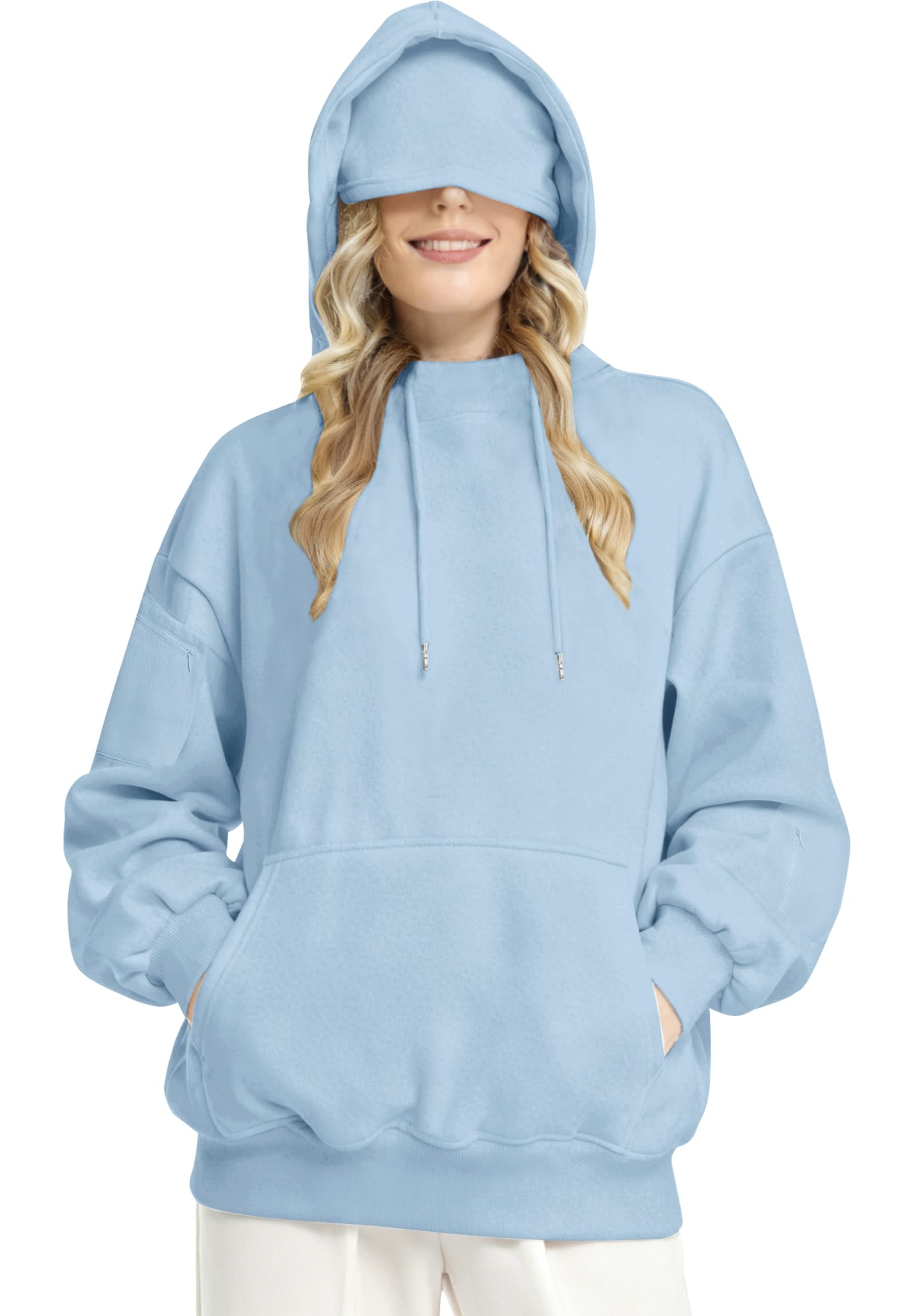 Unisex Oversize Hoodie mit Schlafmaske Fleece Pullover Winter