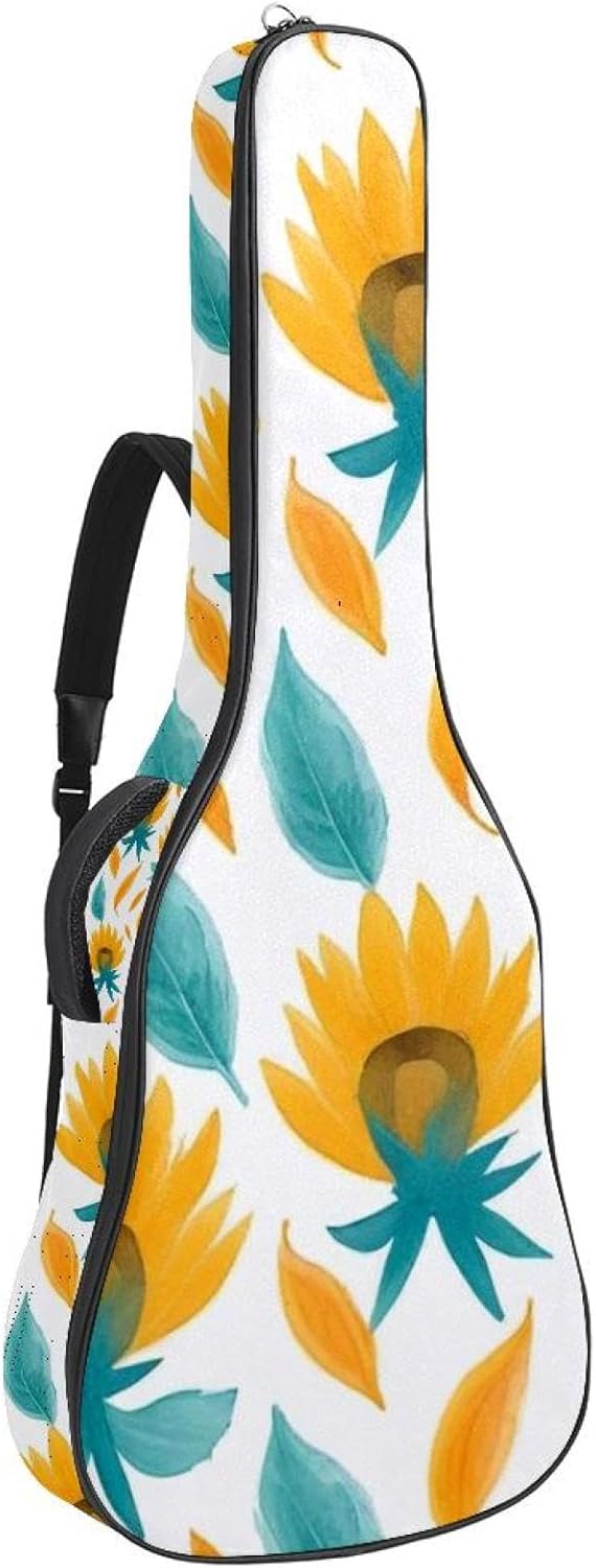 40/41/42-inch Aesthetic Sunflower Acoustic Guitar Bag With Adjustable Shoulder Strap And 2 Storage Bags. Guitar Bag With Back Hanging Loop, Electric, and Classical Guitars
