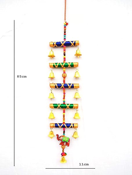 Palpal Art Gallery Paper Mache Decorative JHOOMAR Wind Chime Hanging Bell Ganesha Jhumer Multi Colour Full Door,Wall Hanging for Home,tample,Event Decoration