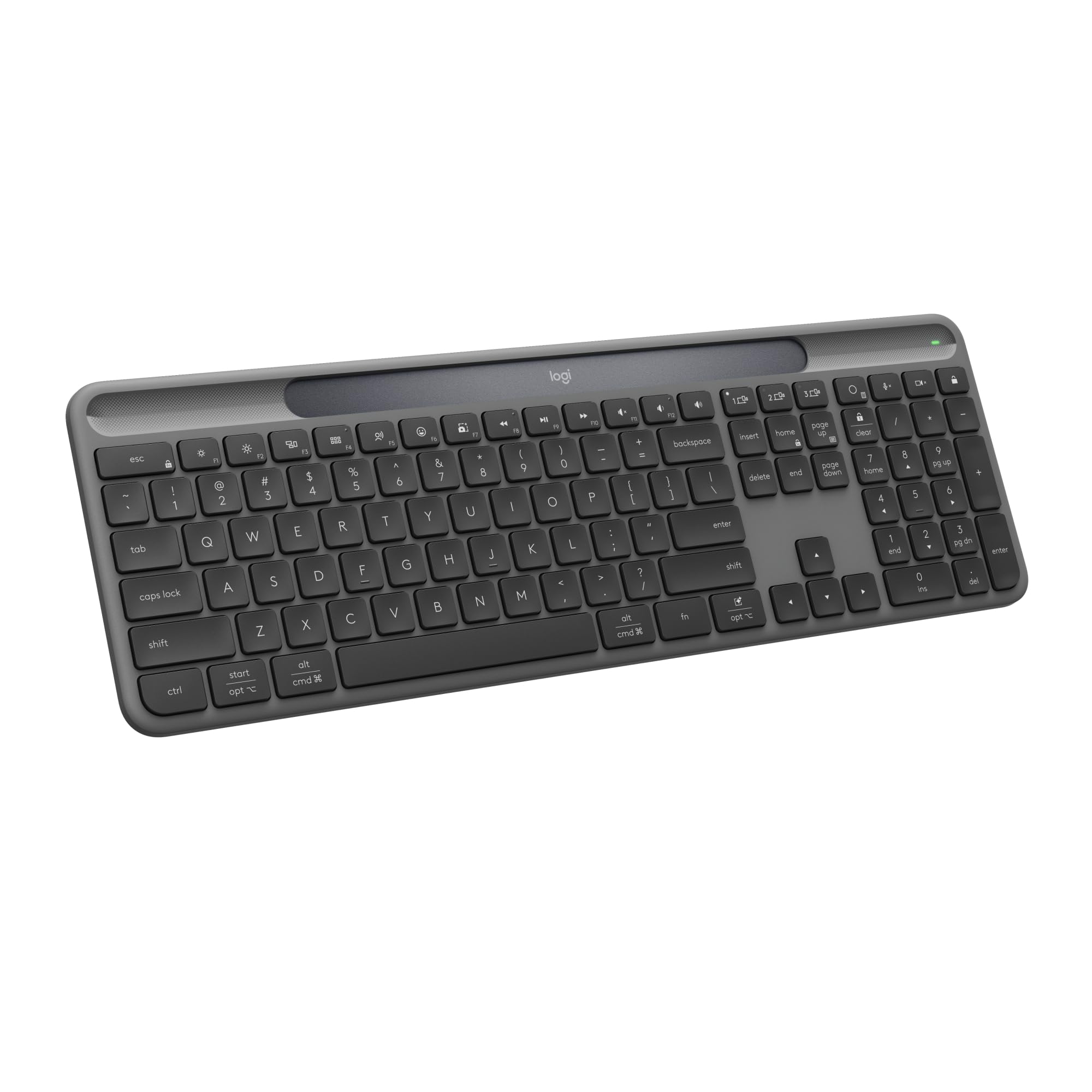 Logitech Signature Slim Solar+ Wireless Bluetooth Keyboard K980, Solar and Artificial Light Powered, Up to 10 Years Battery Life, Customizable Keys - Graphite