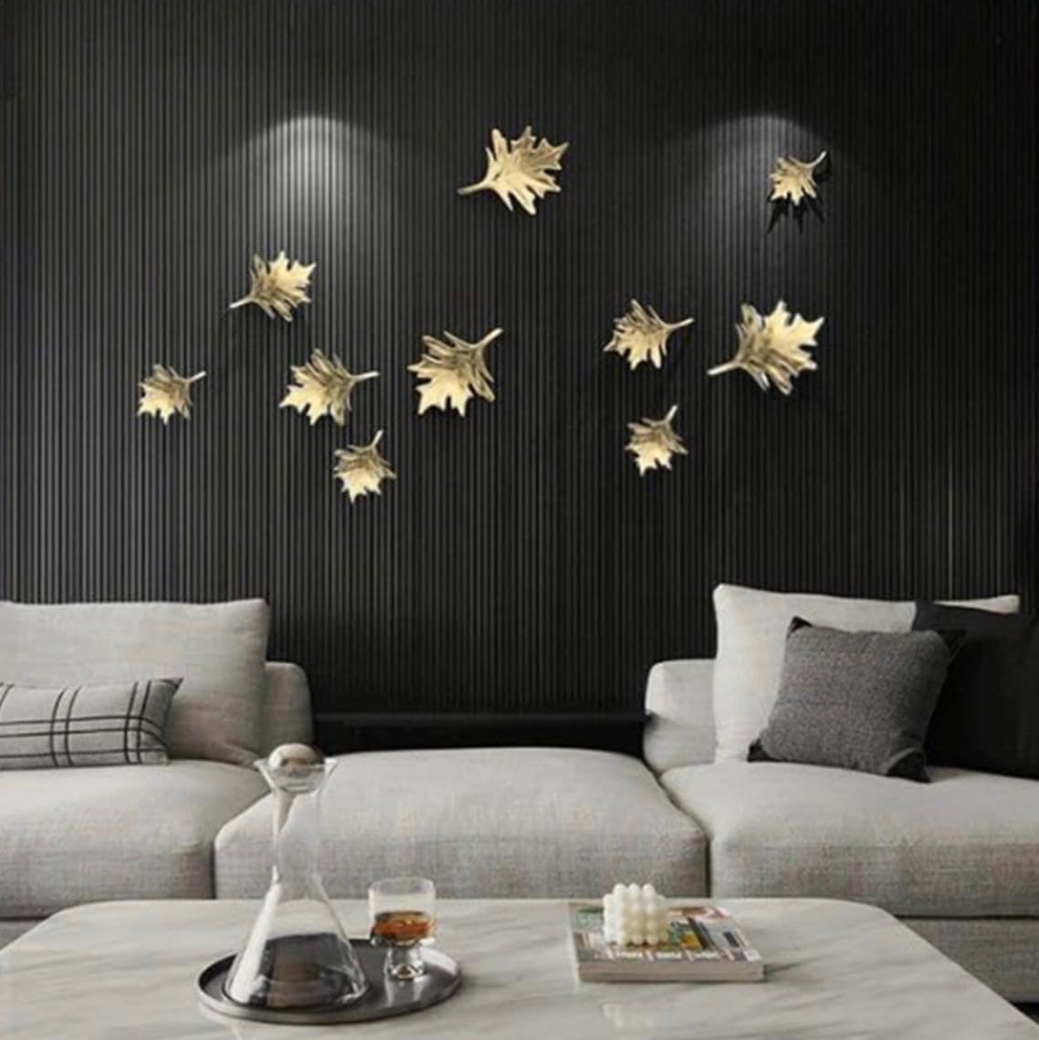 HDH1399 Aluminium Metal Mapple Leafs [A Set of Ten Leafs,Golden Colour], Size-4 to 10 Inches-image-42