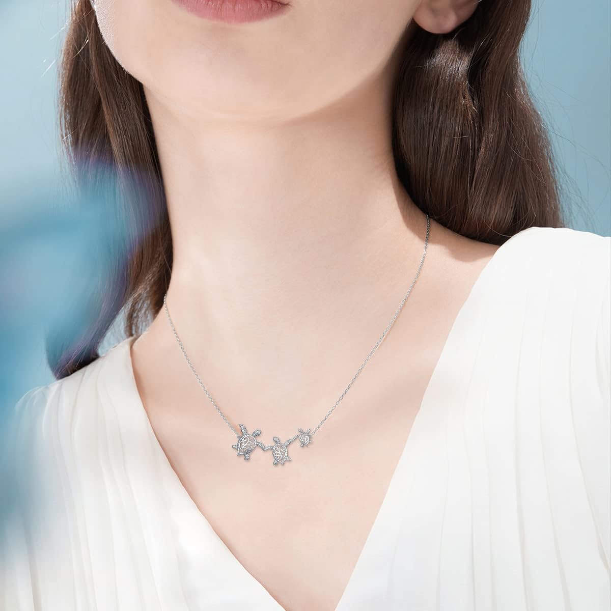 YAFEINI Sterling Silver Turtle Pendant Necklace for Women & Girls - Image 2