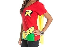 DC Comics Robin Glitter Logo Juniors Costume Cosplay Cape T-Shirt Tee Shirt Batman