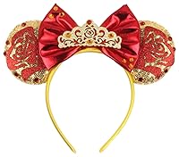 Vista 54 de CLGIFT Orejas de Minnie, elige tu color, iridiscente, azul dorado plateado, brillo arcoíris, lentejuelas rojas clásicas