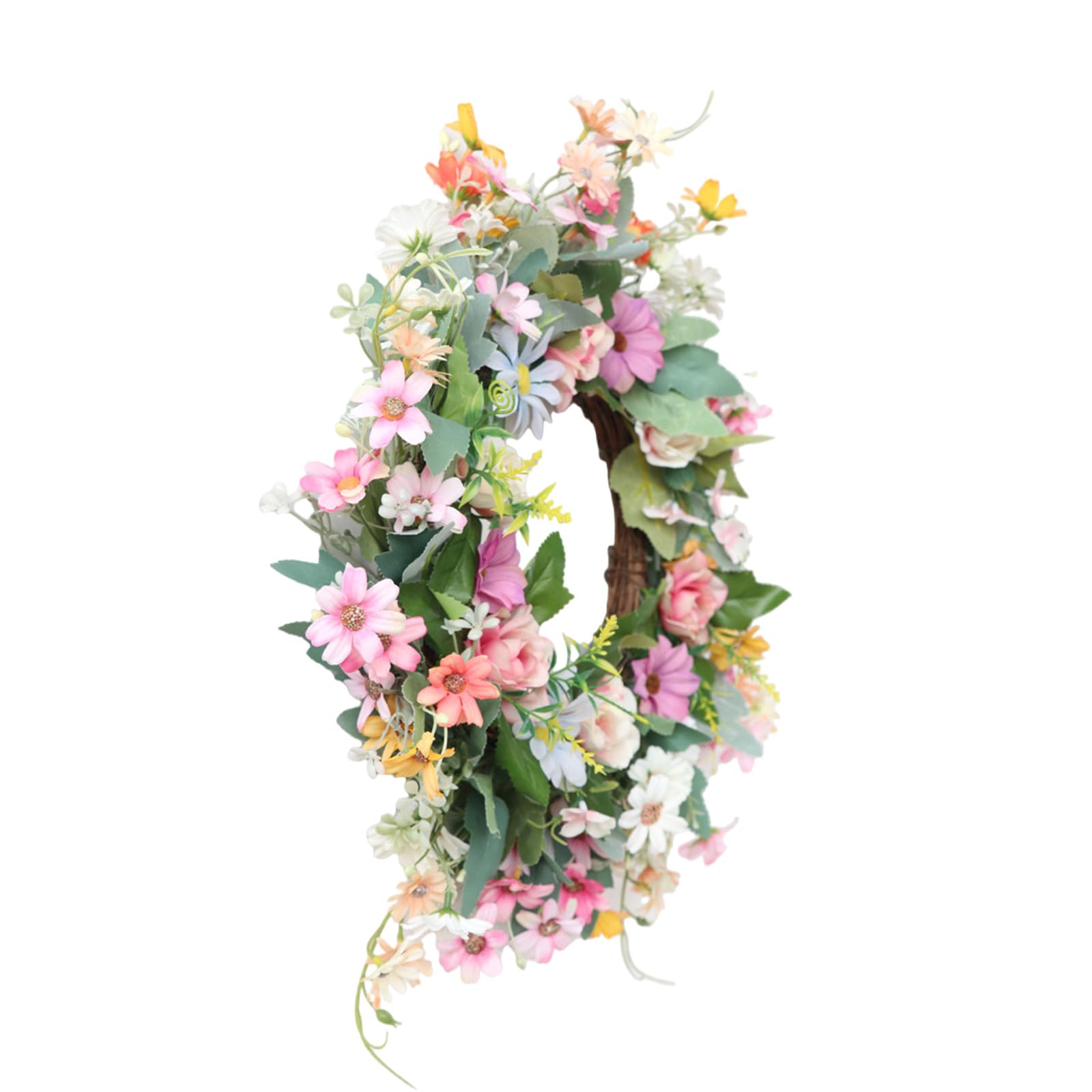 Elnwnnkc 17.7Inch Spring Flower Wreath for Front Door Artificial Wreath for Door Wall Farm Decoration Flower Front Decoration
