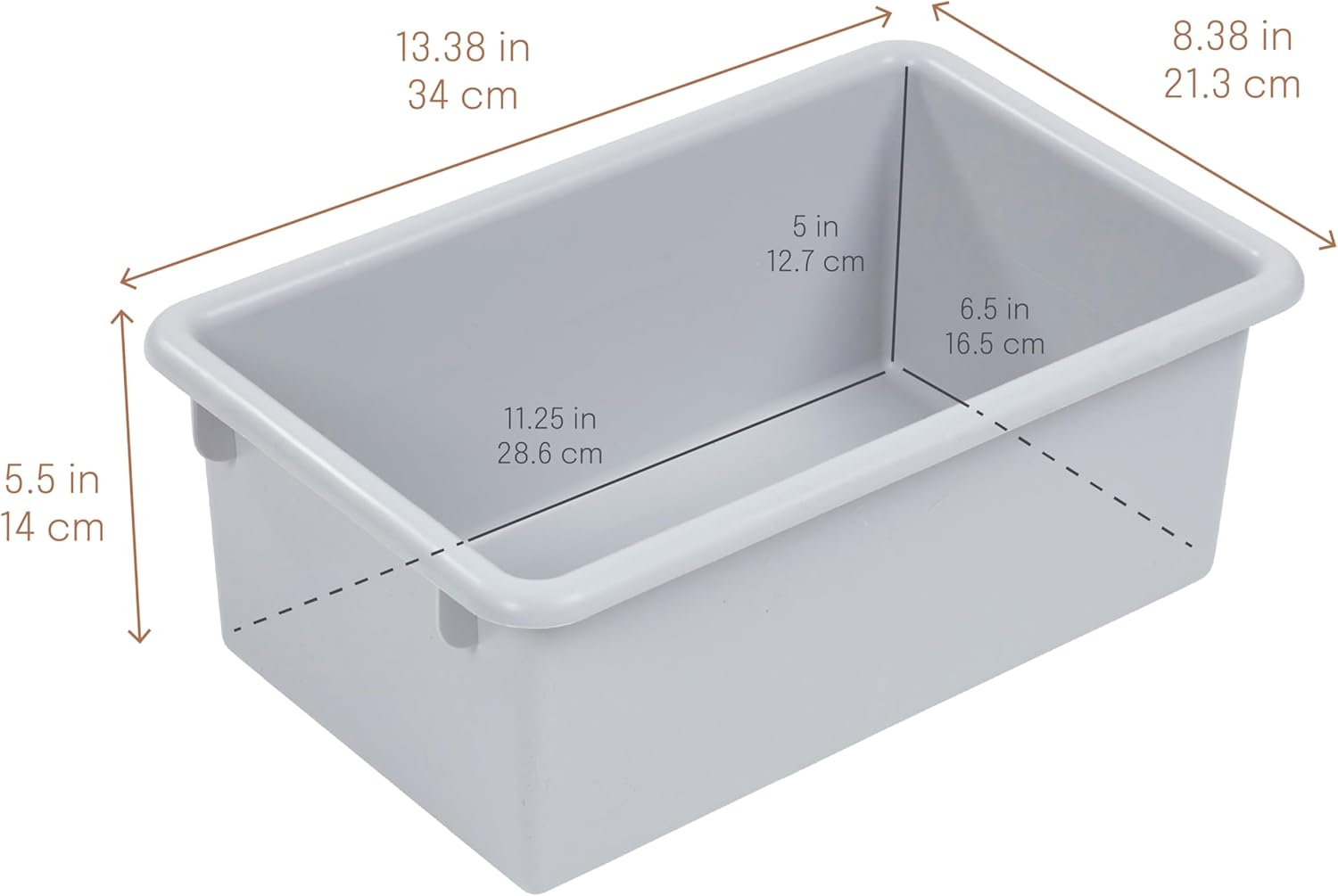 Cubby Storage Bins with Non-Snap Lids, Multipurpose Organization, Light Grey, 10-Piece