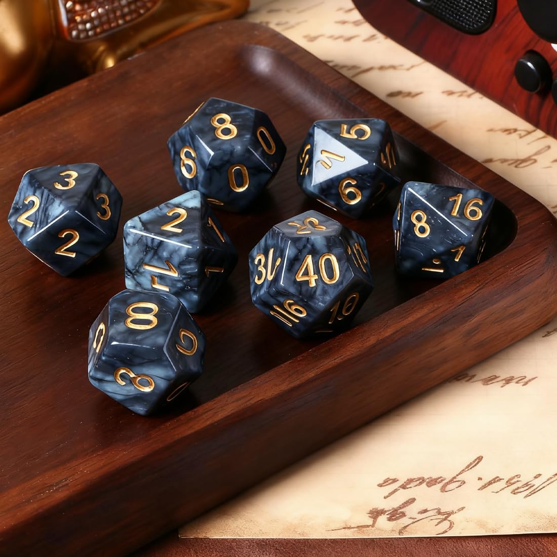 Juego de Dados Poliédricos para Varios Juegos, 7 Piezas, Dados de Rol con 20 Caras, Dados de Colores con Bolsas para