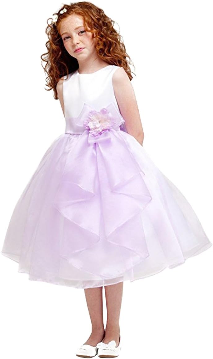 Layered Organza Ruffle Skirt Holiday Christmas Party Flower Girl Dress