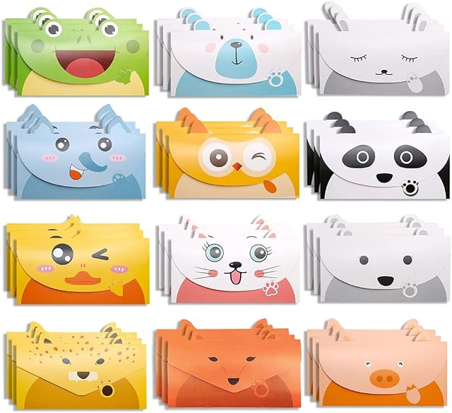 36 PCS Cartoon Animal Thank You Cards Multipack for All Occasions,Birthday Invitations Note Cards Paper for Kids Thank You Party Festival