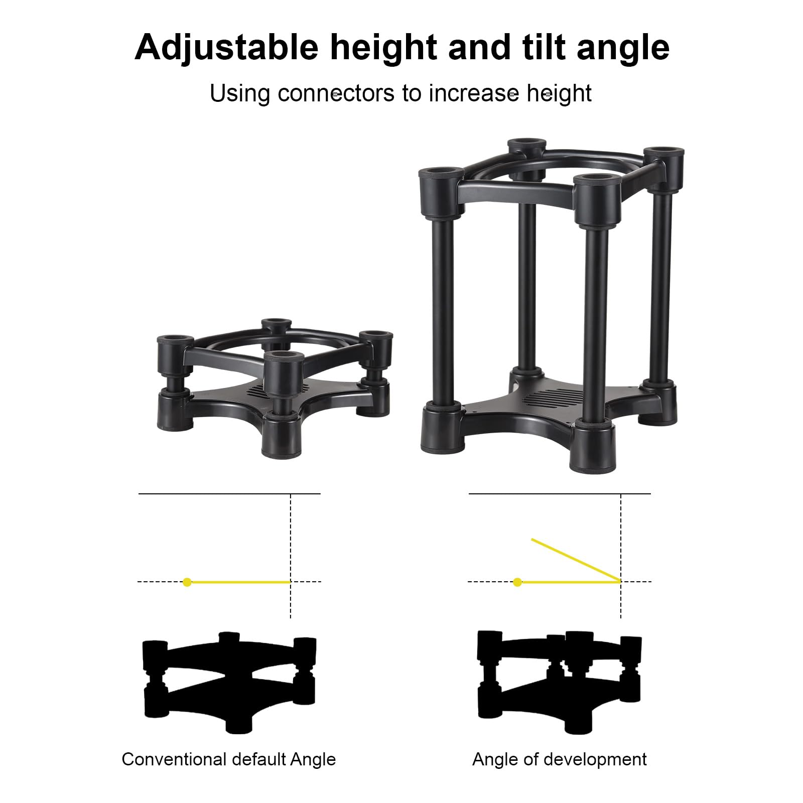 Speaker Stand, Desktop Monitor Audio Absorber Bracket Shock Removable Studio Monitor Stands Speaker Stands with Adjustable Tilt Angle Anti Slip Suction Cups for 5/6/8 inch Speaker
