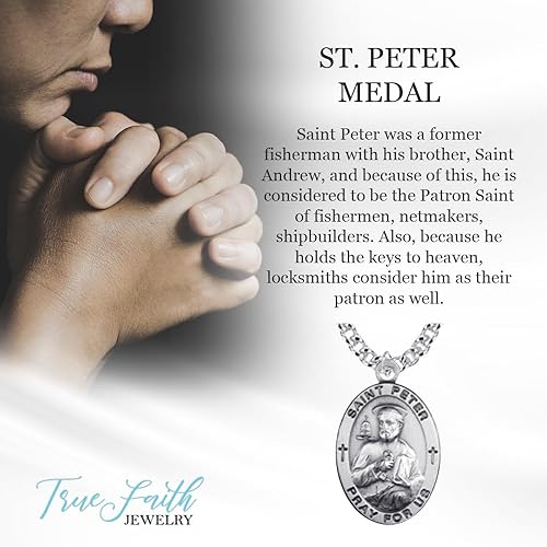 Miniatura 2 de True Faith Jewelry Sterling Silver Patron Medal 78 Inch