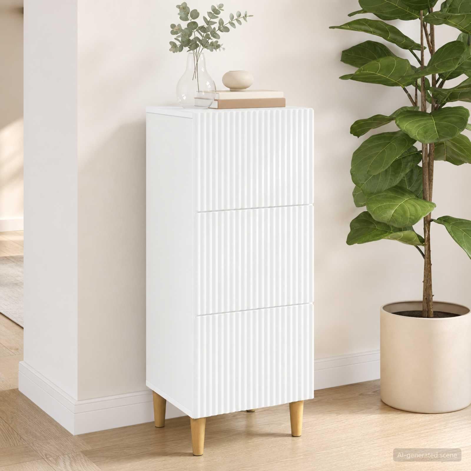 Cabinet De Tiroirs Blanc 33 x 34,5 x 90 cm Bois D'ingénierie