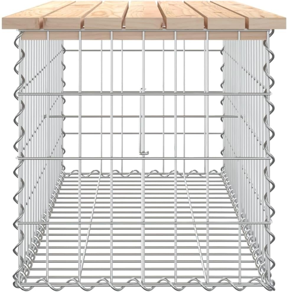 Garden Bench Natural Wood Solid pinewood, Galvanized steel Compact,Rustic Chic Garden Bench with Gabion Design Solid Pine Wood & Galvanized Steel for Outdoor Use Gardens and Terraces Patio Furniture