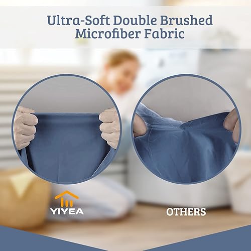 Miniatura 6 de YIYEA Juego de 4 fundas de almohada tamaño California King, ultra suaves de 1800 hilos, calidad hotelera, fundas de almohada bordadas de microfibra