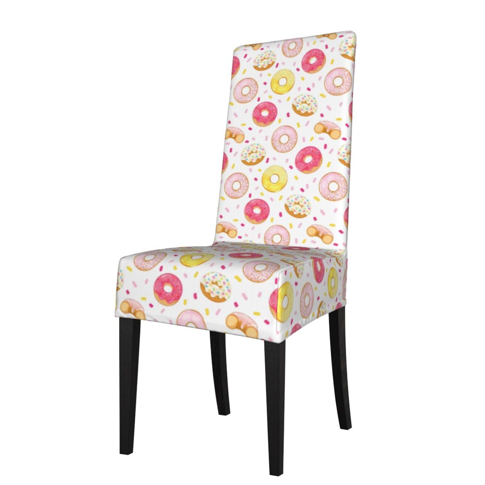 YYHWHJDE Donut Prints Dining Chair Throw Covers – Stretchable Polyester Blend Protects Your Chairs with Easy Style & Easy Care