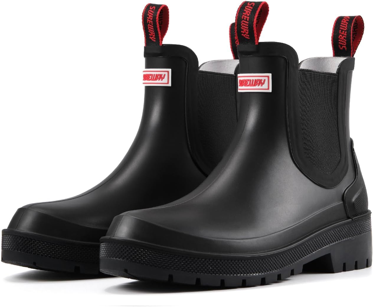 SUREWAY Women's Short Ankle Rain Boots,Waterproof Rubber Garden Shoes,Slip Resistant Chelsea Rain Boots For Ladies