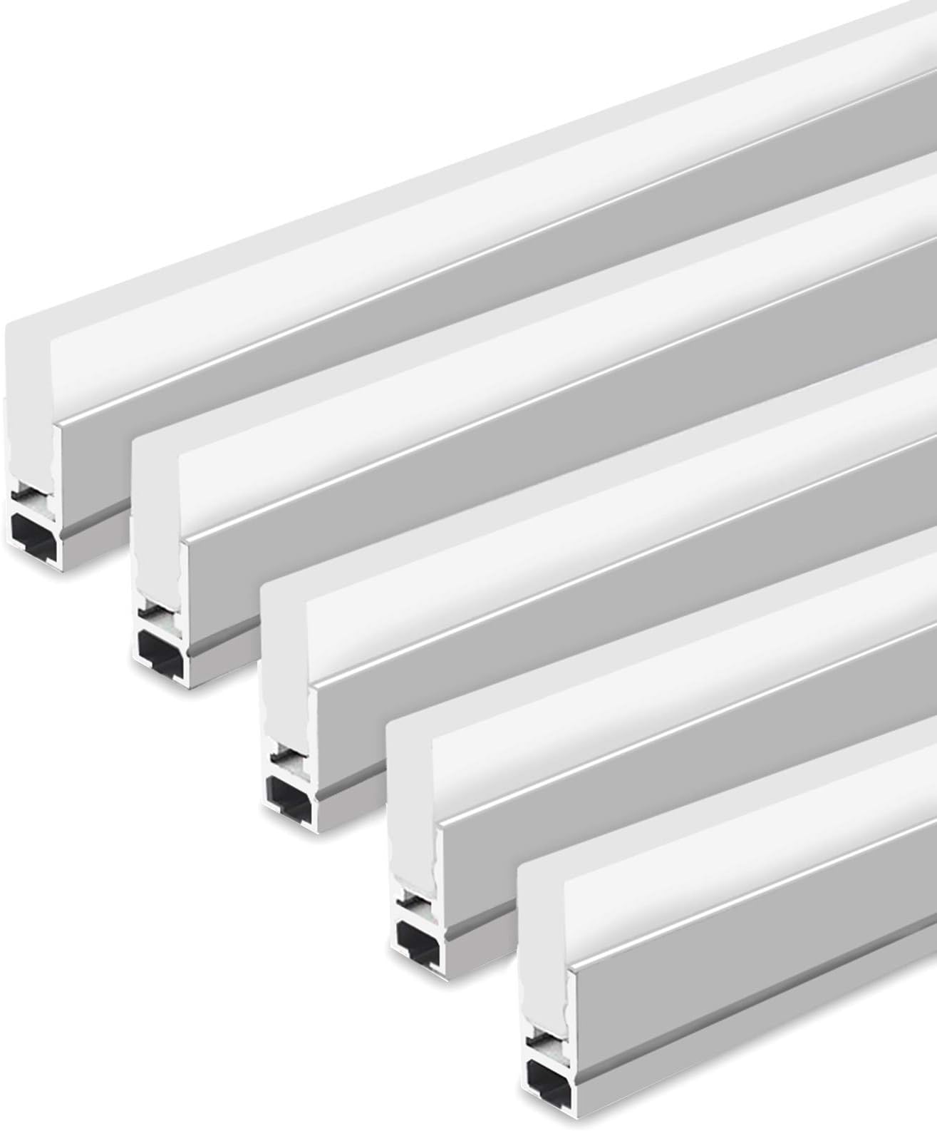 LightingWill 5Pack 3.3ft/1M LED Crystal Aluminum Channel System 8.5mm Ultra Thin Silver Track Extrusion Profile with Acrylic Frosted Covers, Mounting Clips & End caps for LED Strip Light Installation