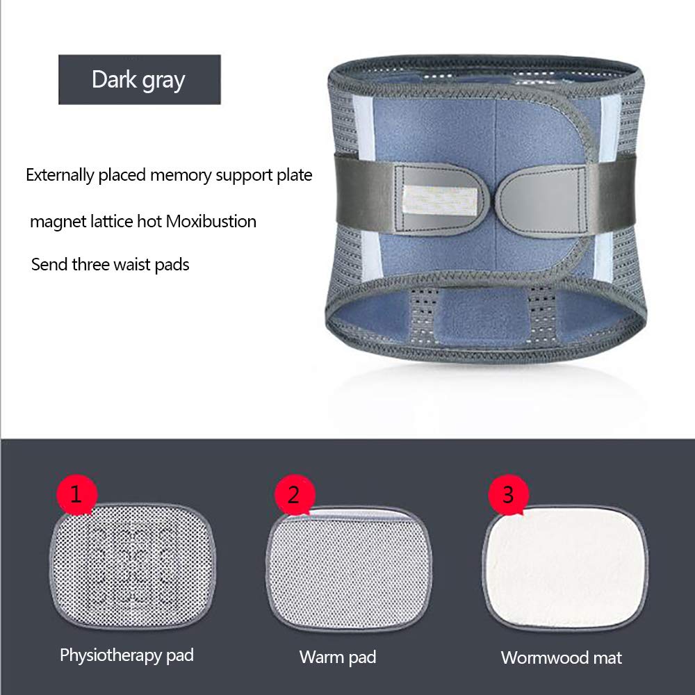 Faja Lumbar Fitness - Ciática, escoliosis, Discos herniados, Alivio de tensión y esguince - con Almohadilla Lumbar extraíble,Darkgray,S