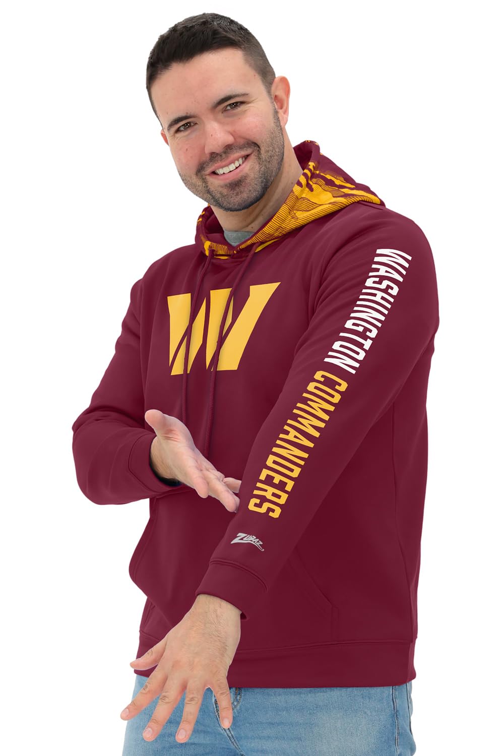 Zubaz NFL Football Men's Solid Team Hoodie with Camo Lined Hood and Sleeve Graphic — view 35