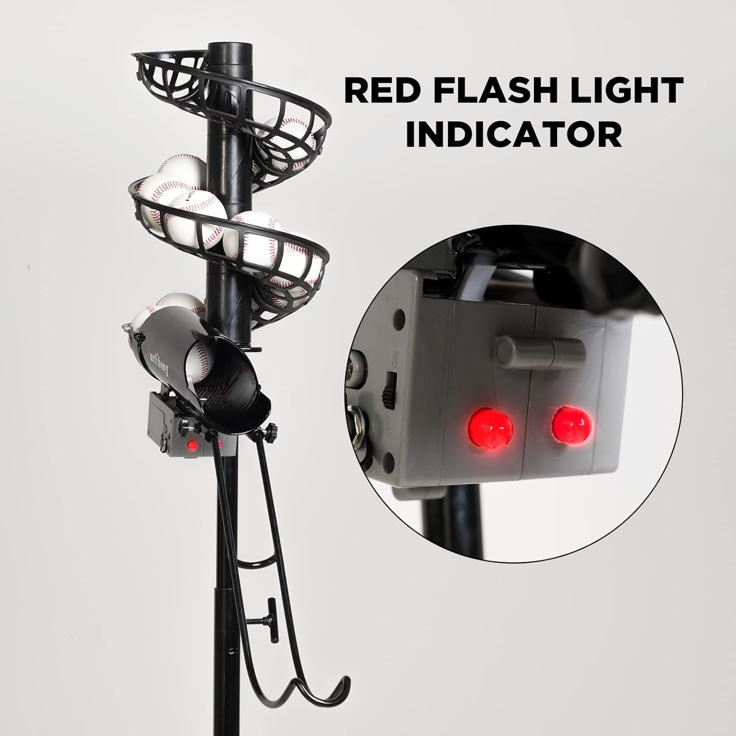 Furlihong 777BH-B 2 in 1 Automatic Baseball Pitching Machine Feeder and Soft Toss Trainer, Stable and Height Adjustable, Extendable Ball Stacker, with Removable Chute