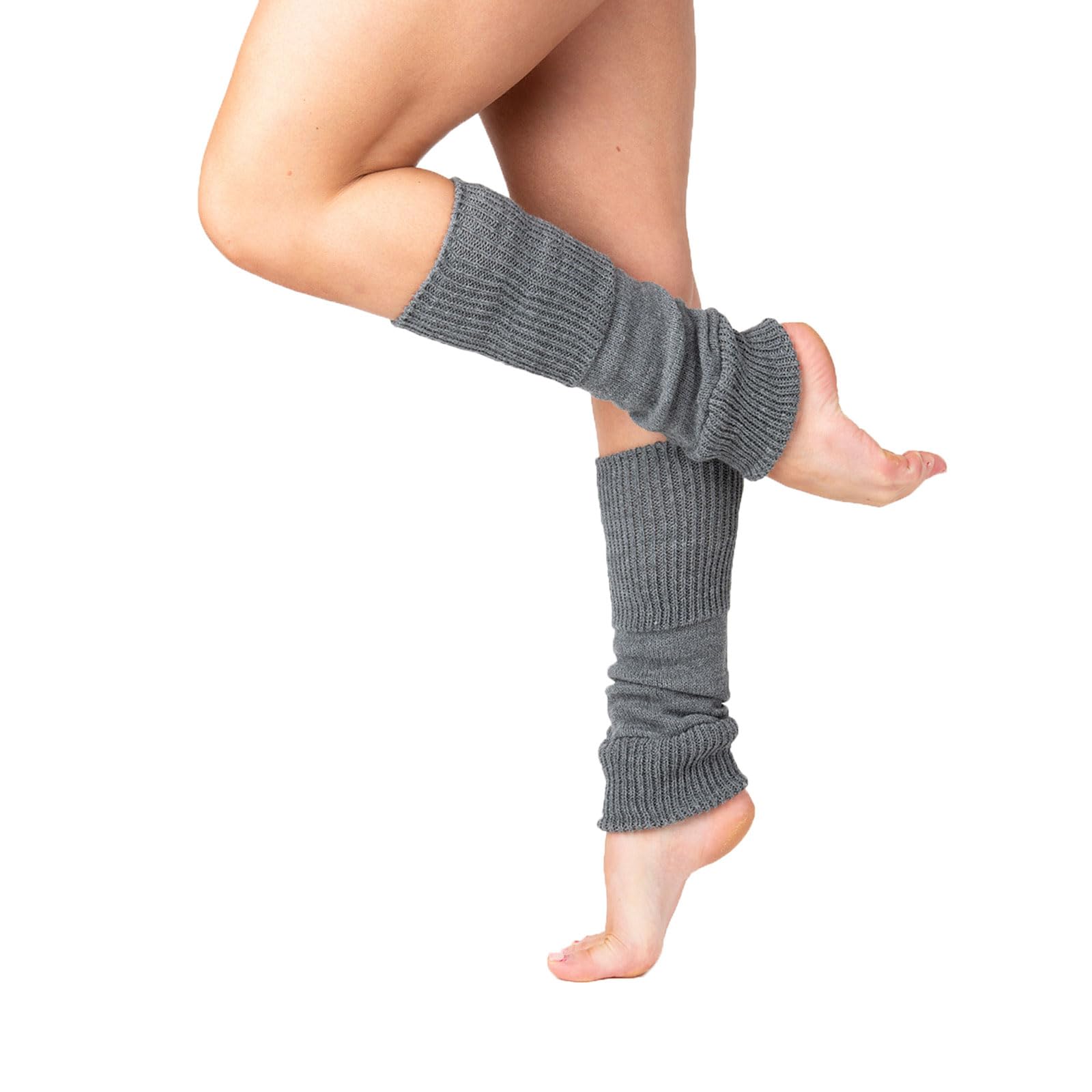 Starlite Women's Flo Pink 38Cm Grey Leg Warmers - No Stirrup