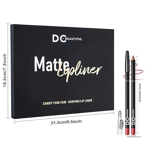 Miniatura 8 de DC-BEAUTIFUL Juego de lápices de 18 colores con 2 sacapuntas, lápices de labios suaves impermeables de primera calidad, libradores de maquillaje