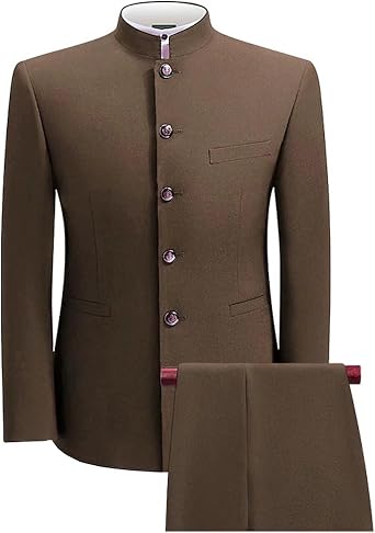 Chinese Suit Mandarin Collar Suit for Men Suits Slim Fit 2 Piece Traditional Chinese Mens Clothing