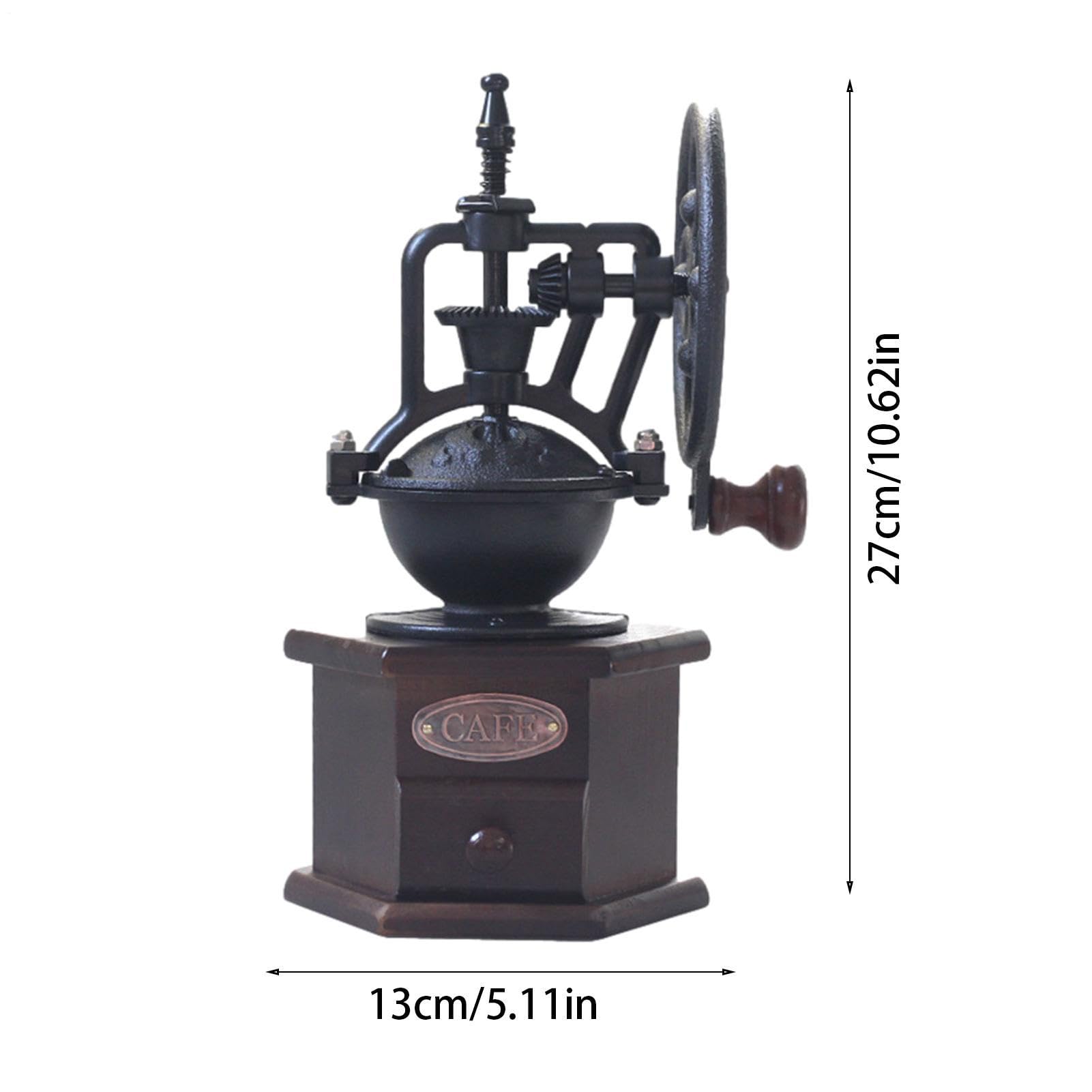 Molinillo de café de madera – Molinillo de mano de 18 cm, molinillo manual de frijoles, estilo antiguo vintage | Molinillos de nueces ajustables poligonales para mejorar el sabor, acidez, café, té