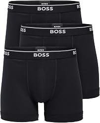 BOSS Men's Pack Cotton Boxer Briefs, Midnight Black, L UK