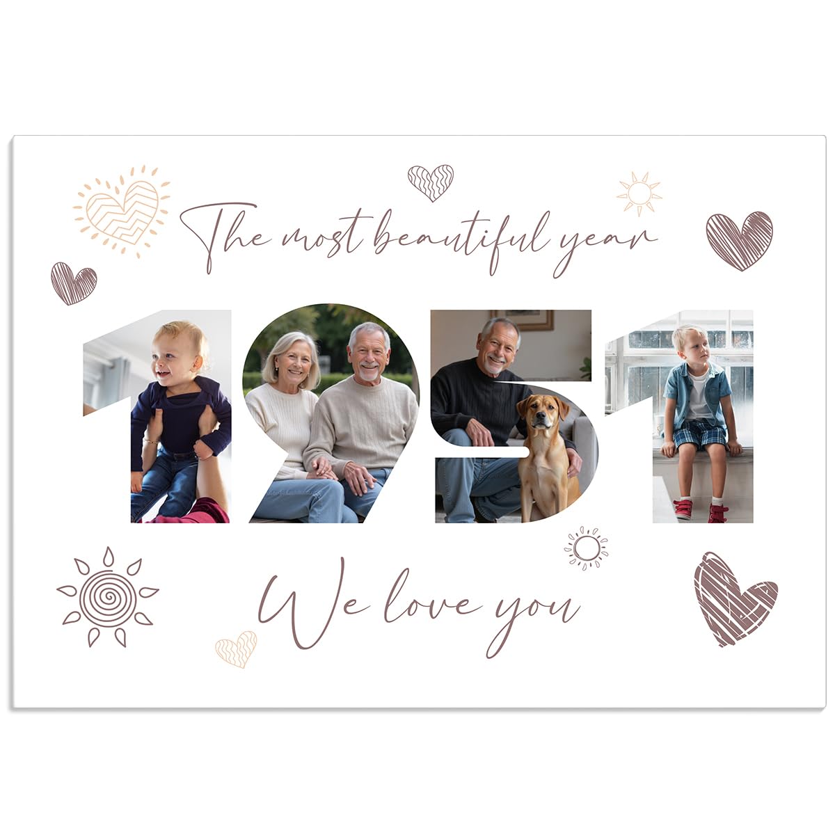 Pictalia - Personalized Frame 74th Birthday, Gift for Grandpa, Grandma, Year 1951, Grandfather, Grandmother, Photo Frame Mom, Dad, Woman, Man, Family, Friends, Gift for Wedding Anniversary, Meeting
