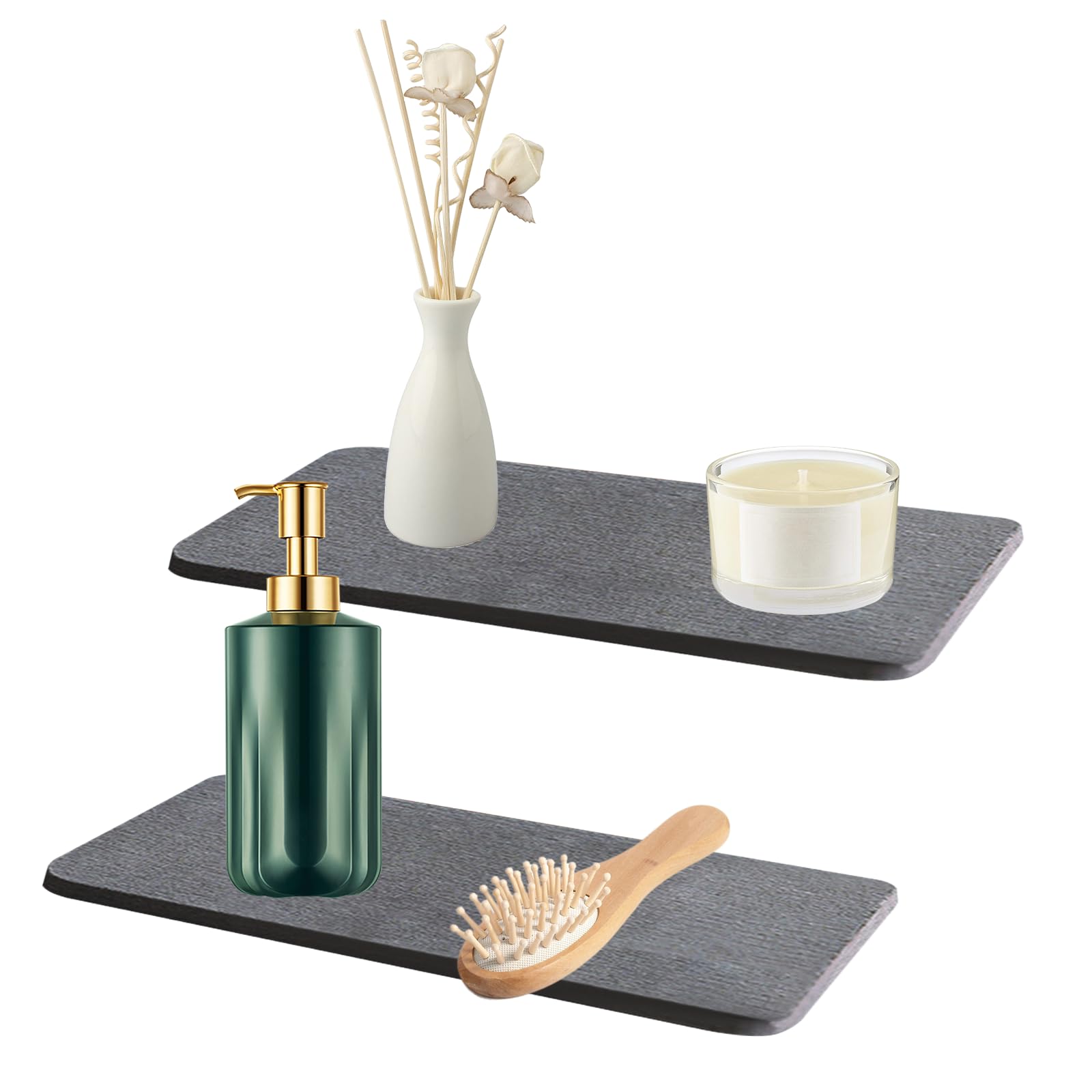 Piedra Absorbente de Agua para Fregadero, 2 Piezas Posavasos Diatomita Absorbentes Agua Bandeja de Baño, Instant Dry Sink Organizer para Jabón de Manos y Tazas, Botellas de Bebidas