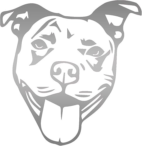 Pitbull - 1 plantilla de cara (plata metálica) (juego de 2) calcomanías de vinilo impermeables de alta calidad para laptop, accesorio de teléfono,
