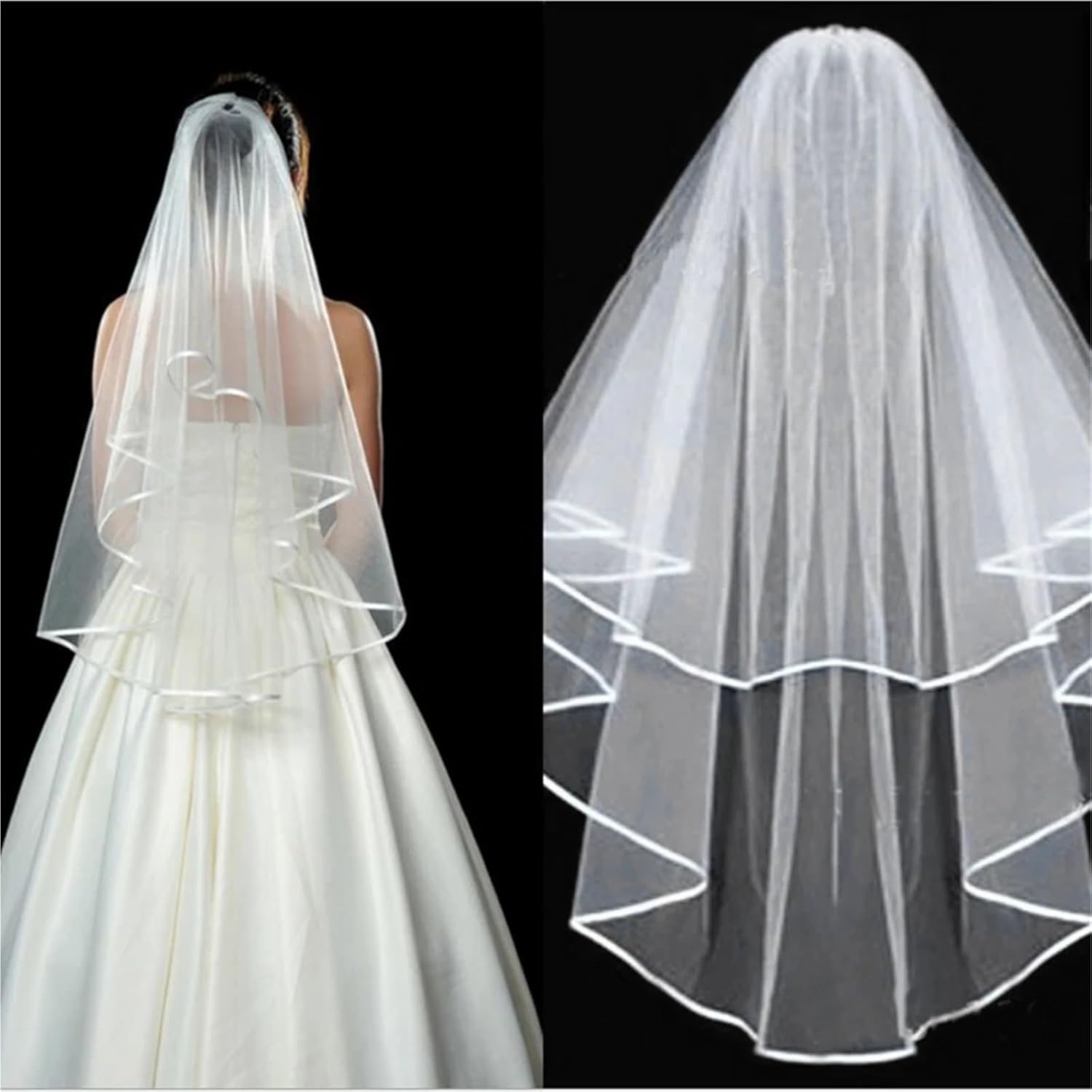 3pcs Veils for Women Wedding Double Veil Brides White Veils Comb White Bridal Shawl Wedding Veil Wedding Wedding Decoration