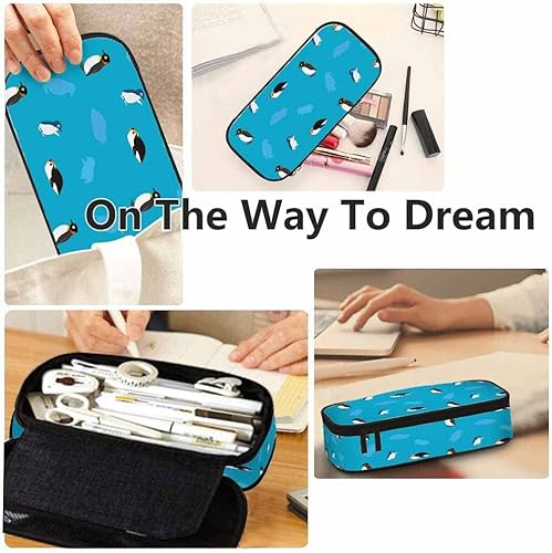 Miniatura 5 de Yekiua Portalápices de pingüino, diseño antártico, lindo animal de dibujos animados, gran capacidad, estuche multiusos para maquillaje, oficina,