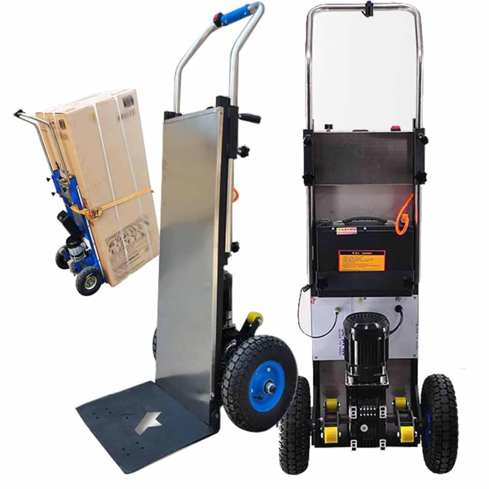 1200 W Carrello Saliscale Elettrico, Facile da Usare e Portatile, Batteria Rimovibile, Motore Brushless, Carrello per Sacchi Oggetti Pesanti su E Giù Scale,001