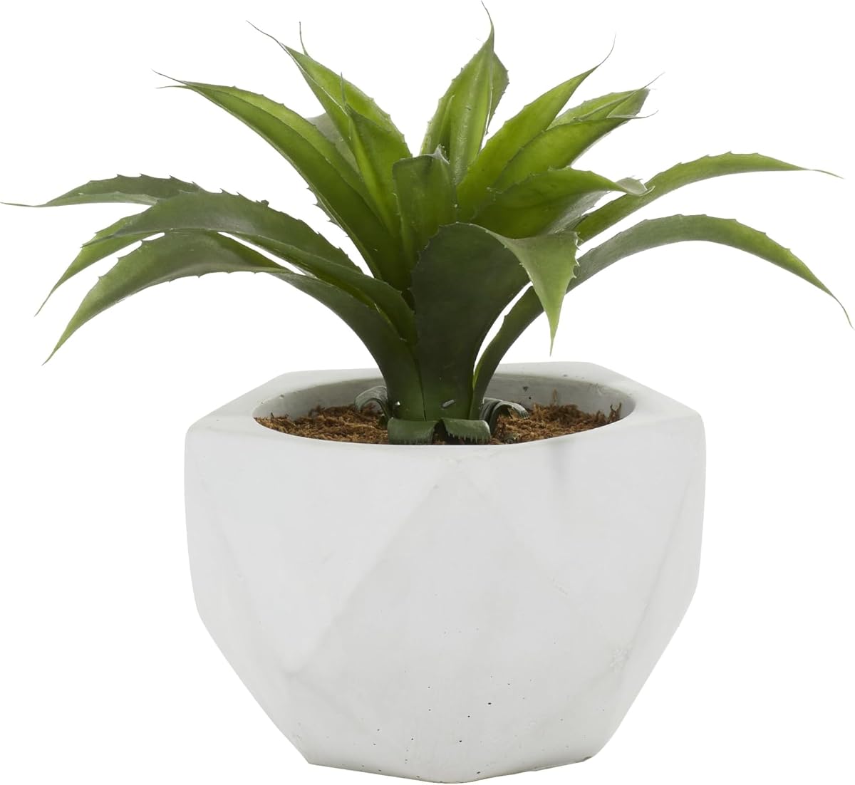 Faux Foliage Artificial Plant, Faux Plant 11" x 10" x 10", Green | Indoor Outdoor Agave Fake Plant With Realistic Leaves And White Ceramic Pot Plant